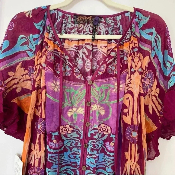 NWT Free People Back to Barcelona Kaftan Duster Kimono Maxi Dress Boho Printed - Picture 8 of 17